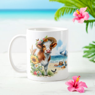 Mug Vache d'été aquarelle sur la plage