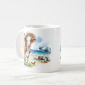 Mug Vache d'été aquarelle sur la plage (Devant gauche)