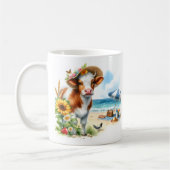 Mug Vache d'été aquarelle sur la plage (Gauche)