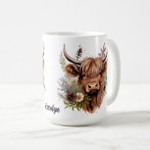 Mug Vache écossaise avec fleurs sur mesure (Devant droit)