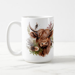 Mug Vache écossaise avec fleurs sur mesure