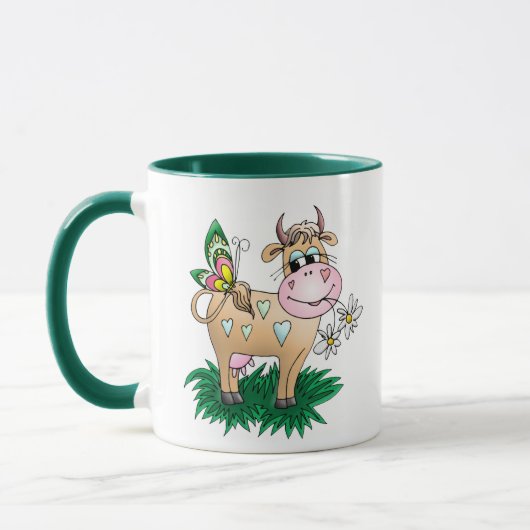 Mug Vache et papillon mignons (Gauche)
