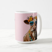 Mug Vache gaie avec lunettes de soleil (Devant droit)