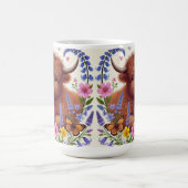 Mug Vache Highland aux fleurs et papillons (Centre)