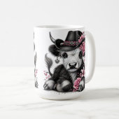 Mug Vache Highland avec Casquette Floral (Devant droit)