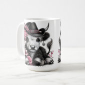 Mug Vache Highland avec Casquette Floral (Devant gauche)