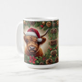 Mug Vache Highland avec chapeau de Santa (Devant gauche)