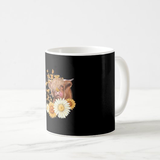 Mug Vache Highland avec marguerites de tournesol Papil (Devant droit)