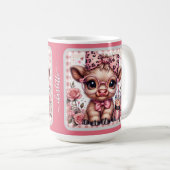 Mug Vache Highland bébé personnalisée avec un nœud en  (Devant droit)