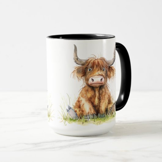 Mug Vache Highland dans les phares (Devant droit)