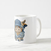 Mug Vache Highland en patchwork de denim (Devant droit)