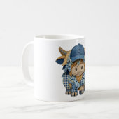 Mug Vache Highland en patchwork de denim (Devant gauche)