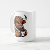 Mug Vache Highland en veste Profitez d'un café confort (Devant gauche)