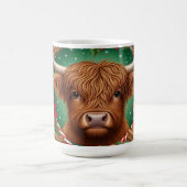 Mug Vache Highland Entourée De Fleurs De Noël (Centre)
