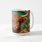 Mug Vache Highland Entourée De Fleurs De Noël (Devant droit)