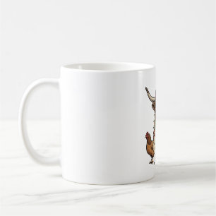 Mug Vache Highland et poulets de Noël Gravure vintage