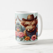 Mug Vache Highland portant un Casquette de cowboy (Devant droit)
