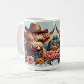 Mug Vache Highland portant un Casquette de cowboy (Devant gauche)