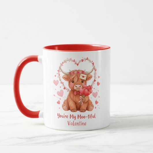 Mug Vache highlandaise mignonne de la Saint-Valentin a (Gauche)