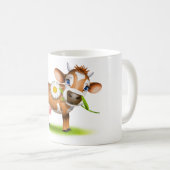 Mug Vache laitière au dessin mignonne avec fleur et he (Devant droit)