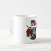 Mug Vache Longhorn Patriotique et Conception Vectoriel (Devant gauche)