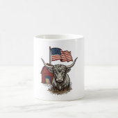 Mug Vache Longhorn Patriotique et Conception Vectoriel (Centre)