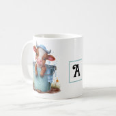 Mug Vache mignonne dans un seau Ferme Monogramme Perso (Devant gauche)