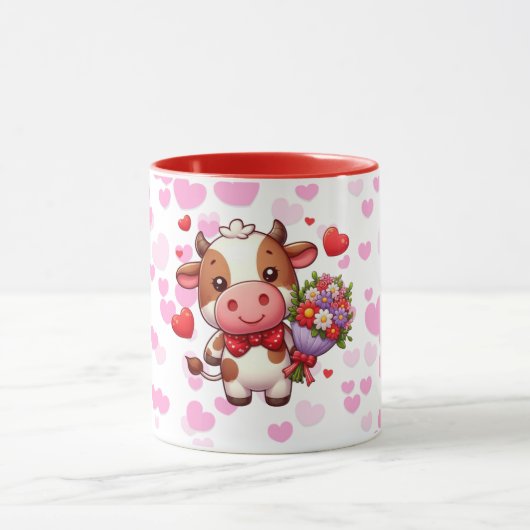 Mug Vache mignonne de la Saint-Valentin (Centre)