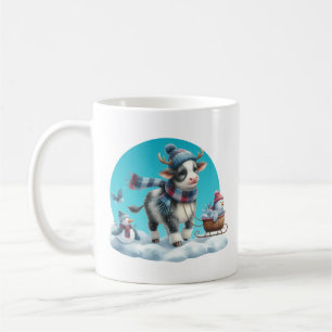 Mug Vache mignonne d'hiver ajouter monogramme