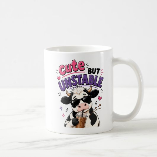 Mug Vache mignonne mais instable avec café glacé (Droite)