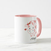 Mug Vache mûre de fraise et papillon | Nom (Devant droit)
