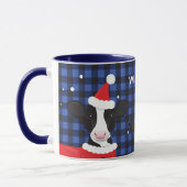 Mug Vache Père Noël Blue Plat Nom ferme animal Noël (Gauche)