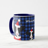 Mug Vache Père Noël Blue Plat Nom ferme animal Noël (Devant gauche)