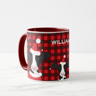 Mug Vache Père Noël rouge Nom de la plante ferme anima