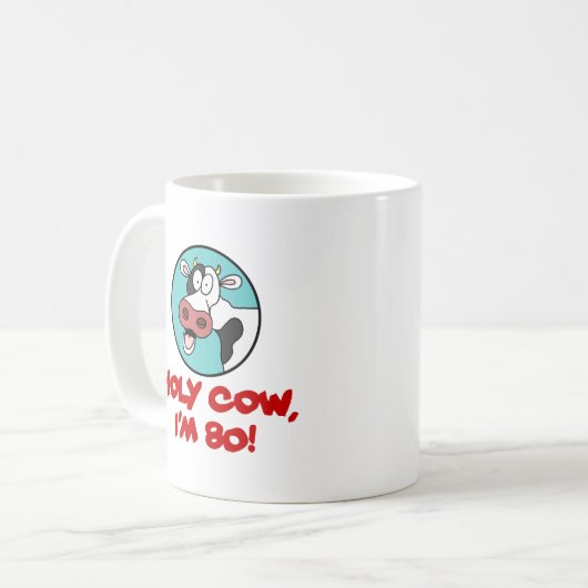 Mug Vache sainte j'ai 80 ans (Devant gauche)