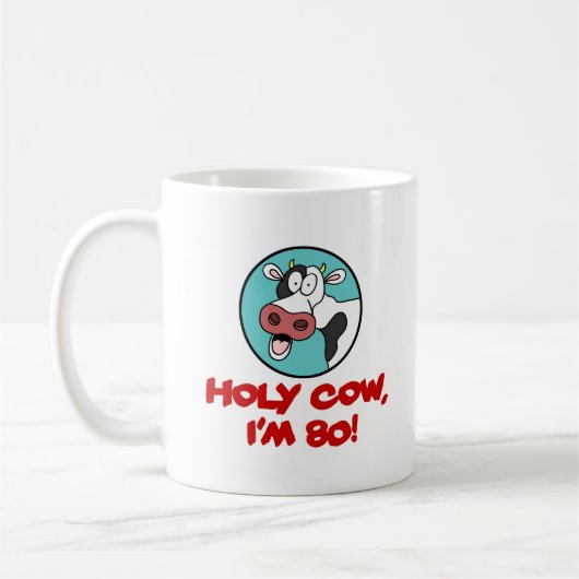 Mug Vache sainte j'ai 80 ans (Gauche)