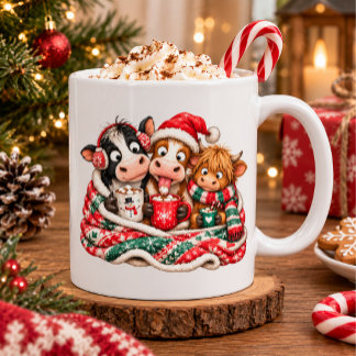 Mug Vache & Veau Chocolat Chaud Noël Design d'Hiver