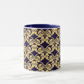 Mug Vaches Damask de la crème marine (Centre)