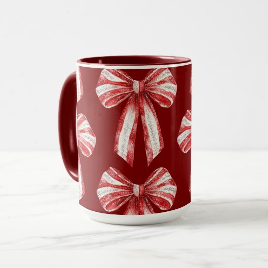 Mug Vaches de menthe blanche rouge Noël (Devant gauche)