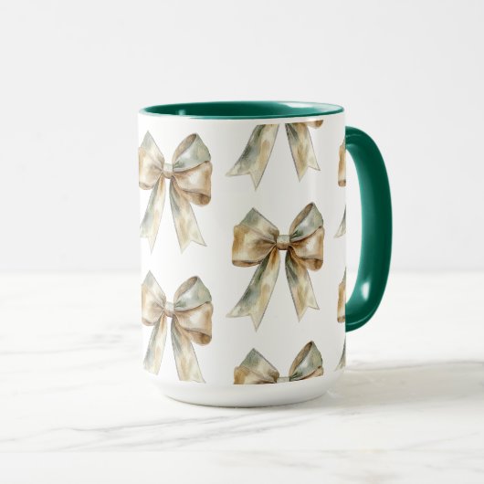 Mug Vaches en or blanc rustique de Noël (Devant droit)