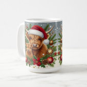 Mug Vaches Highland dans la couronne de Noël festive (Devant gauche)