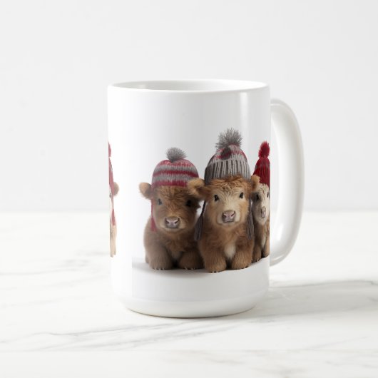 Mug Vaches Highland Noël (Devant droit)