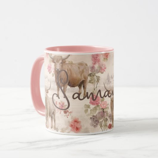 Mug Vaches somptueuses des Highlands de l'Ouest Rose r (Devant gauche)