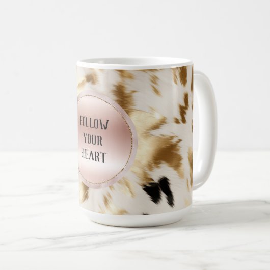 Mug Vachette blanche à crème noire de l'Ouest (Devant droit)