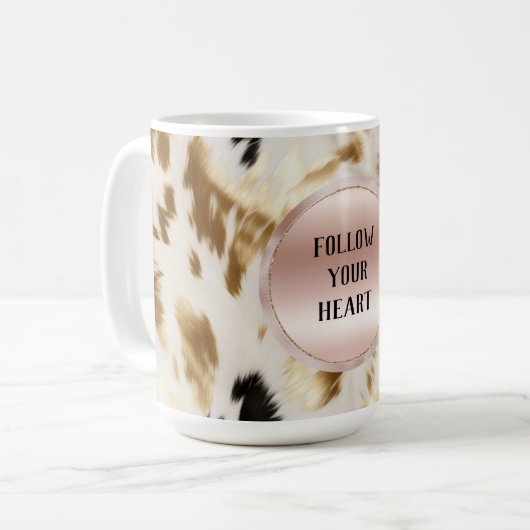 Mug Vachette blanche à crème noire de l'Ouest (Devant gauche)