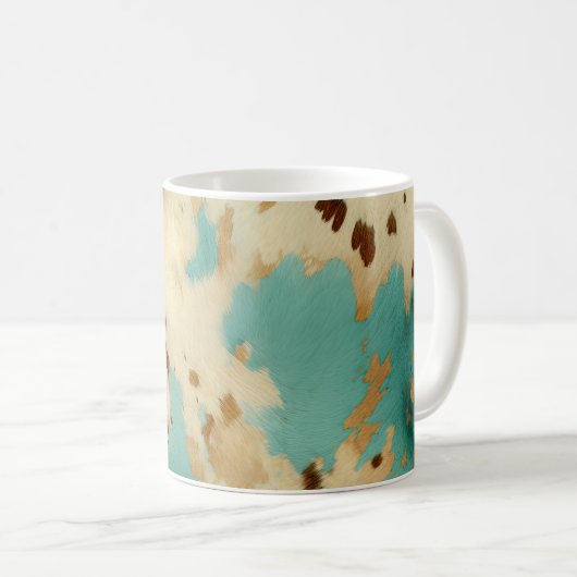 Mug Vachure d'or blanc turquoise (Devant droit)