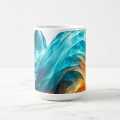 Mug Vague 3D Abstrait Facetté Cyan et Ambre (Centre)