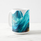 Mug Vague 3D Abstrait Facetté Cyan et Ambre (Devant gauche)