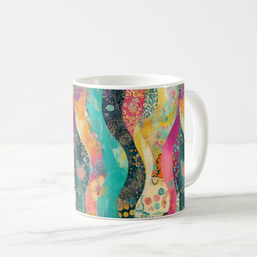 Mug Vague à fleurs multicolores (Devant droit)