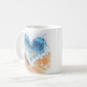 Mug Vague de cœur sur une plage (Devant gauche)